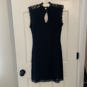 Bebe Black lace sleeveless wedding guest dress